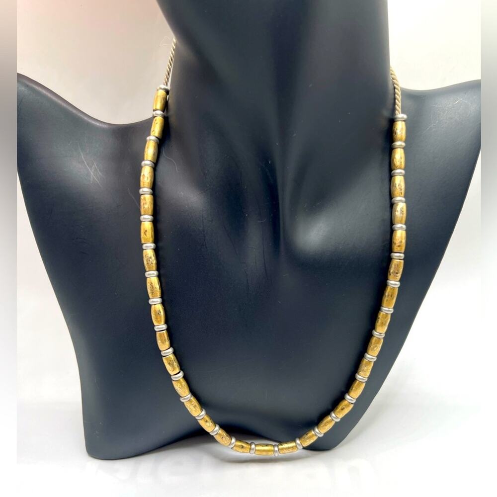 Madewell brass beaded leather strap necklace